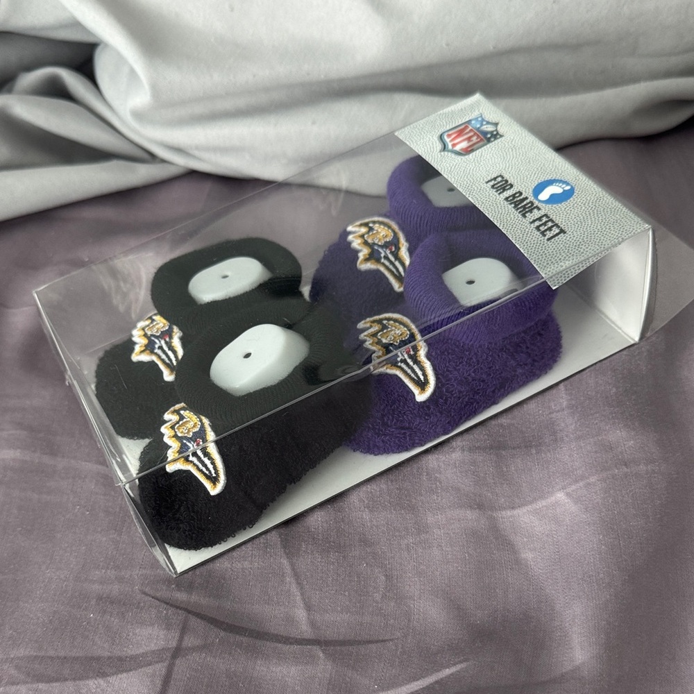 NFL Baltimore Ravens Baby Booties Set - Black and Purple